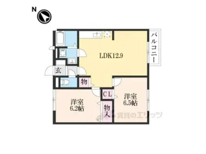 エルディムT(2LDK/1階)の間取り写真