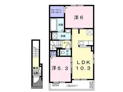 ローズベルII(2LDK/2階)の間取り写真