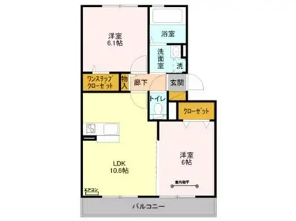 レイクガーデン(2LDK/3階)の間取り写真