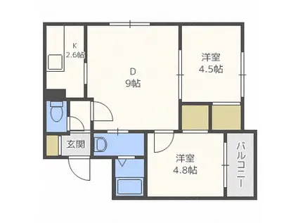 LA VITA澄川(2LDK/3階)の間取り写真