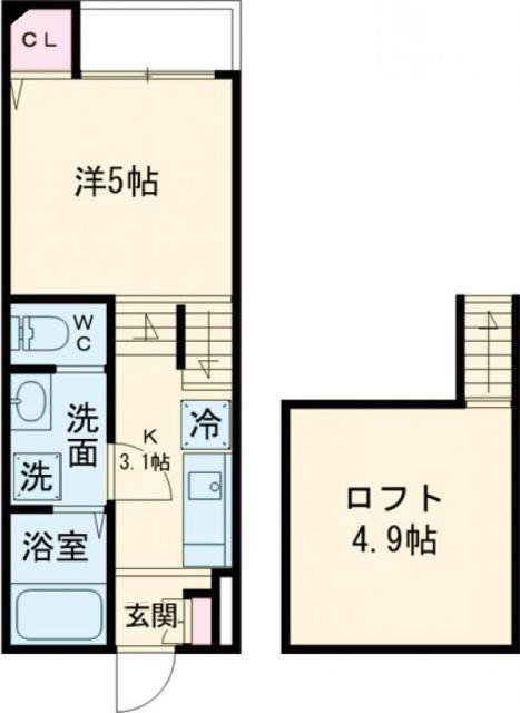 SIGNPOST弥生(1SK/1階)の間取り写真