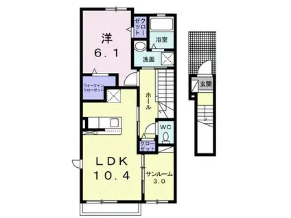 ミルト ミッテ(1LDK/2階)の間取り写真
