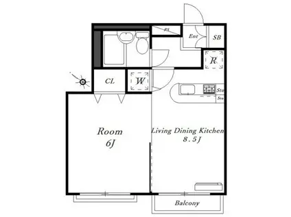 ローズガーデン1番館(1LDK/2階)の間取り写真