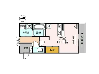 プランドール(ワンルーム/2階)の間取り写真