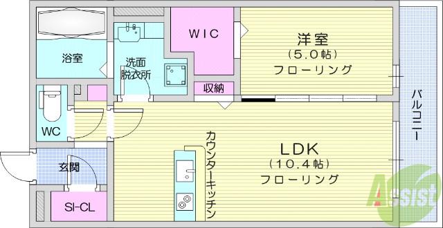 DーROOMあすと長町 Ⅲ(1LDK/3階)の間取り写真