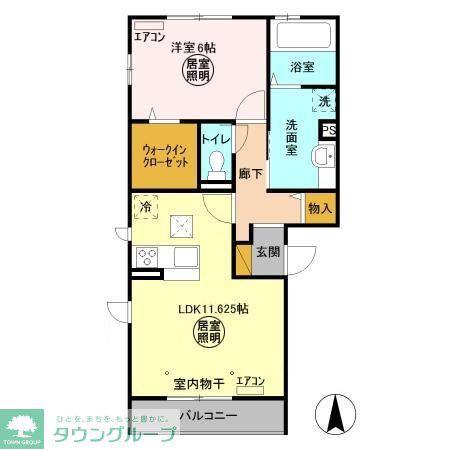 VERDEA棟(1LDK/1階)の間取り写真