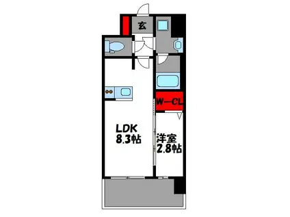 ブランシエスタ千早RJR(1LDK/10階)の間取り写真