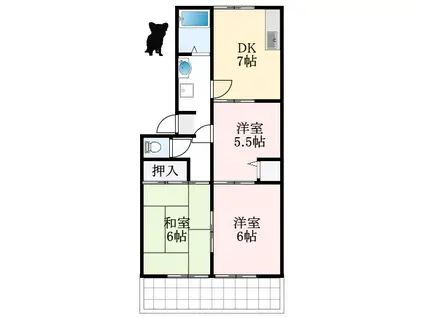 エクセルハイム(3DK/1階)の間取り写真