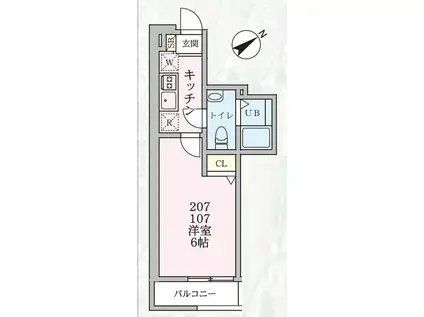 クレセント杉田(1K/1階)の間取り写真