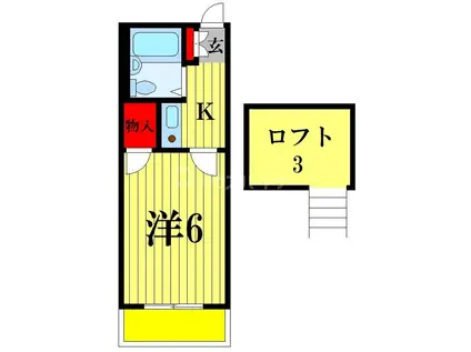 デュオ二ツ木(1K/1階)の間取り写真