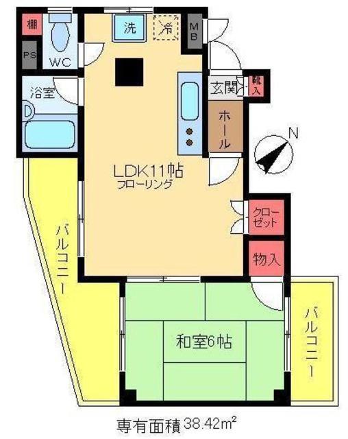 ハイネス成輪(1LDK/4階)の間取り写真