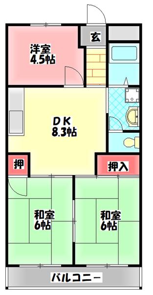 コーポラス新橋(3DK/1階)の間取り写真