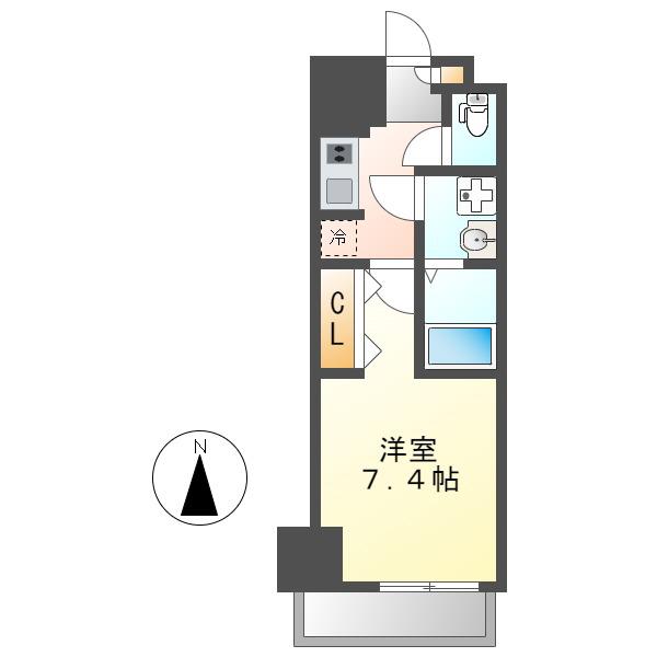 プライマル名古屋今池(1K/3階)の間取り写真