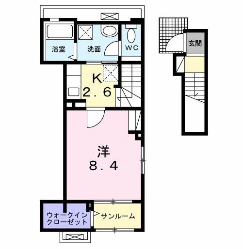 レジデンスまひる(1K/2階)の間取り写真
