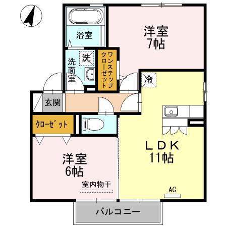 グラン・ガーデンII(2LDK/2階)の間取り写真