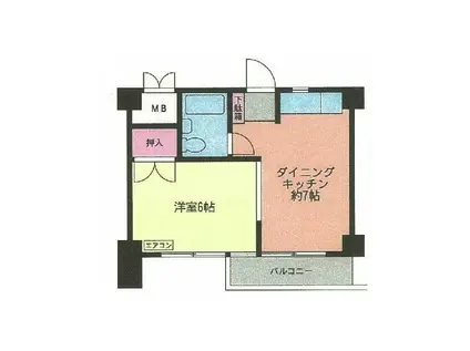 代官町ハウゼック(1DK/2階)の間取り写真