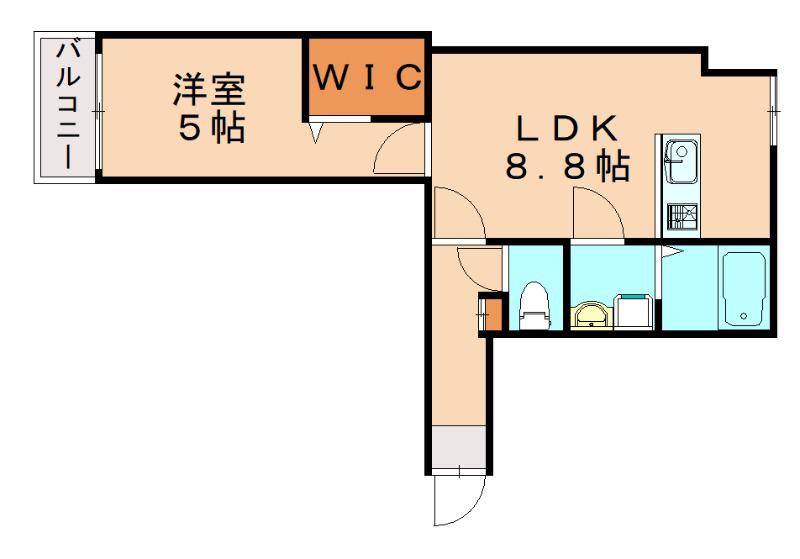 メゾンクレール大野城(1LDK/2階)の間取り写真