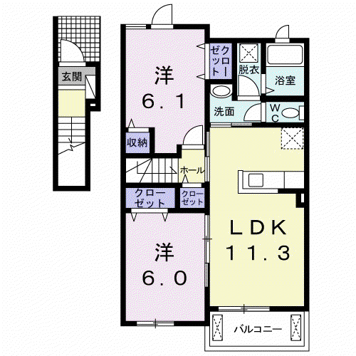 リバーサイド杉(2LDK/2階)の間取り写真