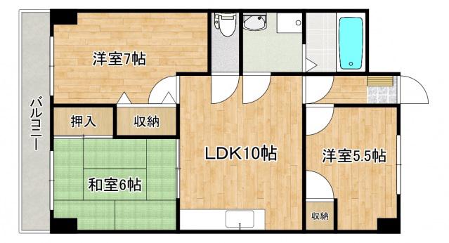 ブリリアンK(3LDK/2階)の間取り写真
