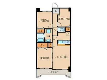 ベルメゾン花筐(3LDK/3階)の間取り写真