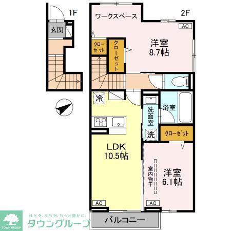 WISTERIA III(2LDK/2階)の間取り写真