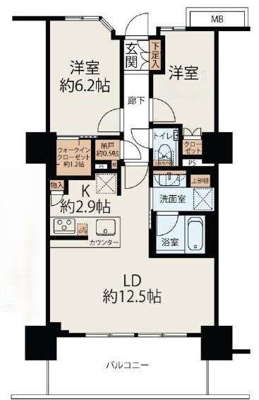 プライムパークス品川シーサイド ザ・タワー(2LDK/21階)の間取り写真