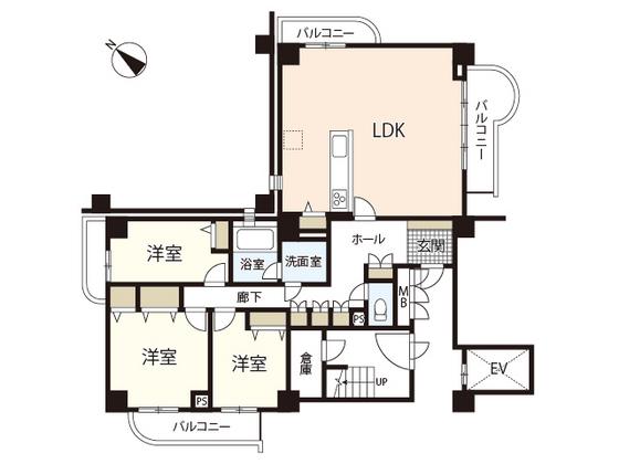 A.CITYタワーズウエスト(3LDK/5階)の間取り写真
