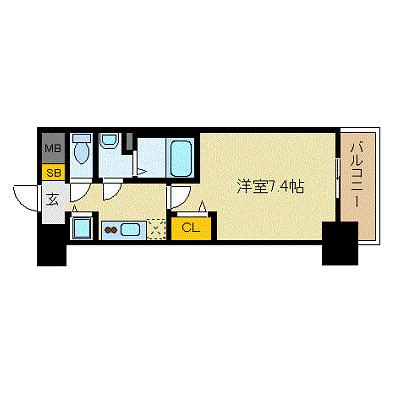 プレサンス久屋大通公園エアリー(1K/2階)の間取り写真
