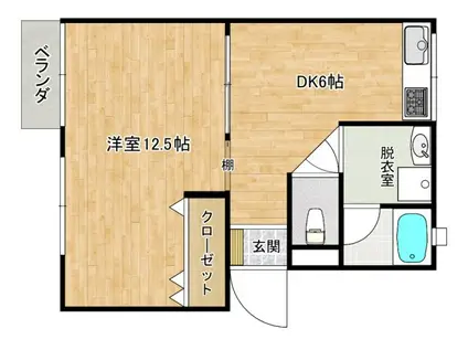 メゾンアルバ B(1DK/2階)の間取り写真