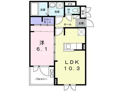 プログレスF I番館(1LDK/2階)の間取り写真