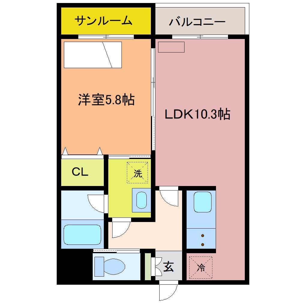 VIA・LATTEA II(1LDK/5階)の間取り写真