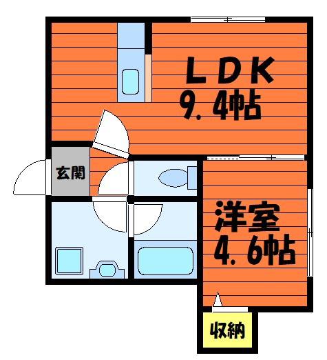アスイエ(1LDK/2階)の間取り写真