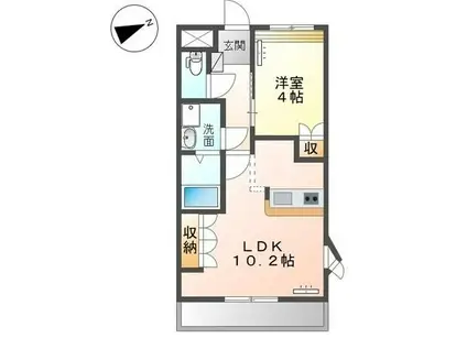 グランドウルス中島(1LDK/2階)の間取り写真