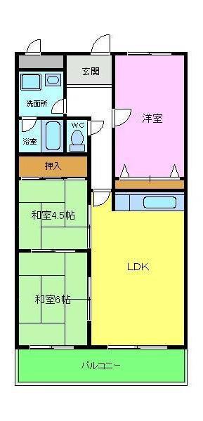 ドエルなかもず(3LDK/3階)の間取り写真