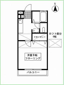 ウエストコーストII(1K/2階)の間取り写真