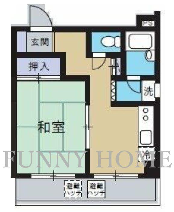 ハナブサマンション(1DK/4階)の間取り写真