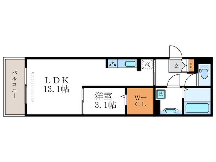 セジュールK(1LDK/1階)の間取り写真