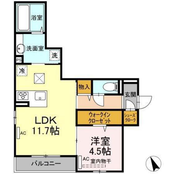 ウェルネス舟入(1LDK/1階)の間取り写真