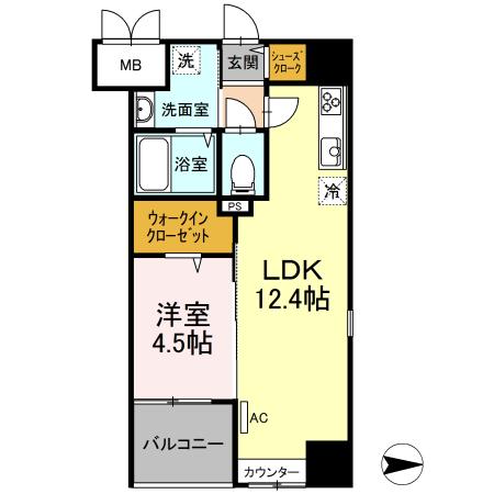 TRIO MARE 蔵前(1LDK/6階)の間取り写真