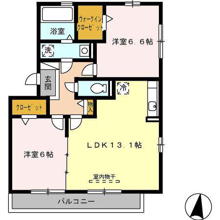 セジュール花萌(2LDK/3階)の間取り写真