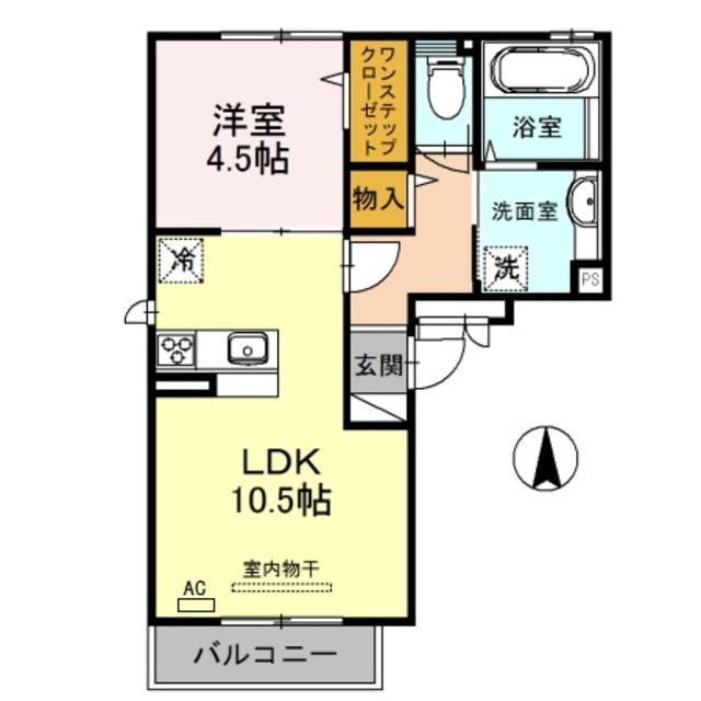 DEAR COURT(1LDK/2階)の間取り写真