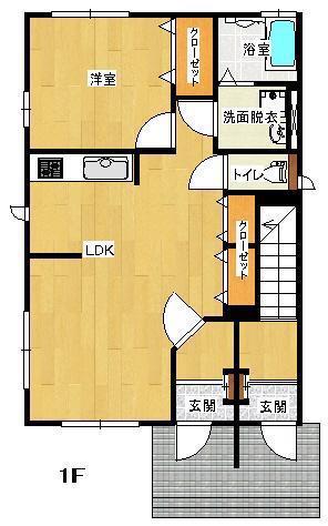 ブラウニー(1LDK/1階)の間取り写真