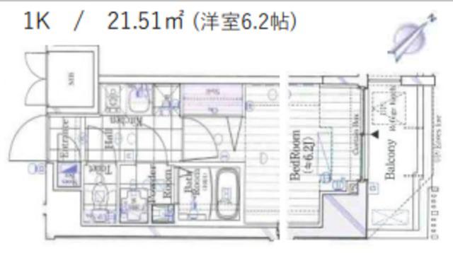 ガリシア品川(1K/2階)の間取り写真