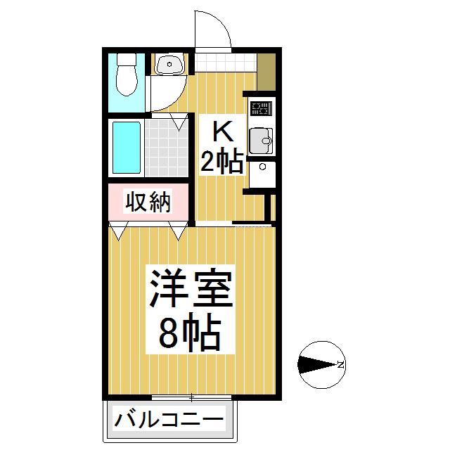 サンライズK(1K/2階)の間取り写真