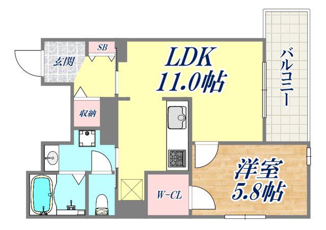 SOURIRE OKAMOTO(1LDK/1階)の間取り写真
