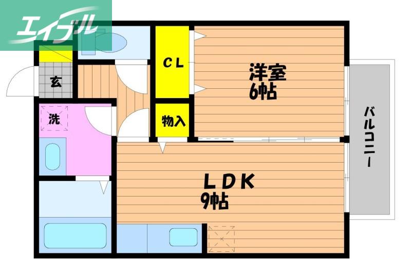ステラA棟(1LDK/2階)の間取り写真