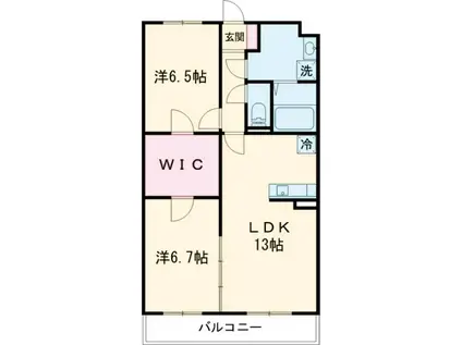 ミウ・プリマヴェーラ(2LDK/2階)の間取り写真