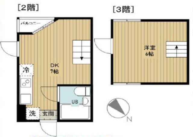 八雲ハウス(1DK/2階)の間取り写真
