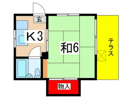 西竹荘(1K/1階)の間取り写真