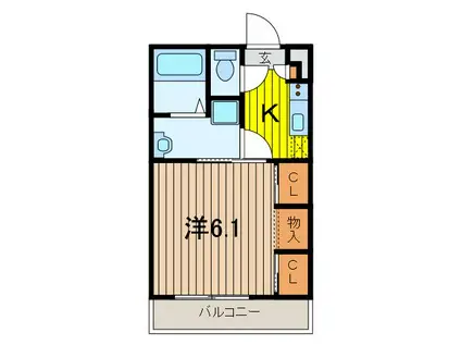 リブリ南与野(1K/1階)の間取り写真